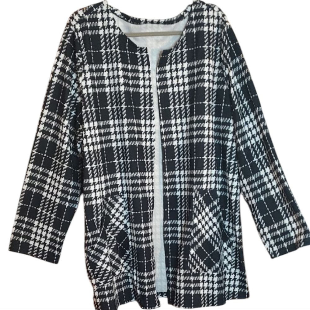Amber Rose Chic Black and White Plaid Jacket w/ Pockets sz 4X